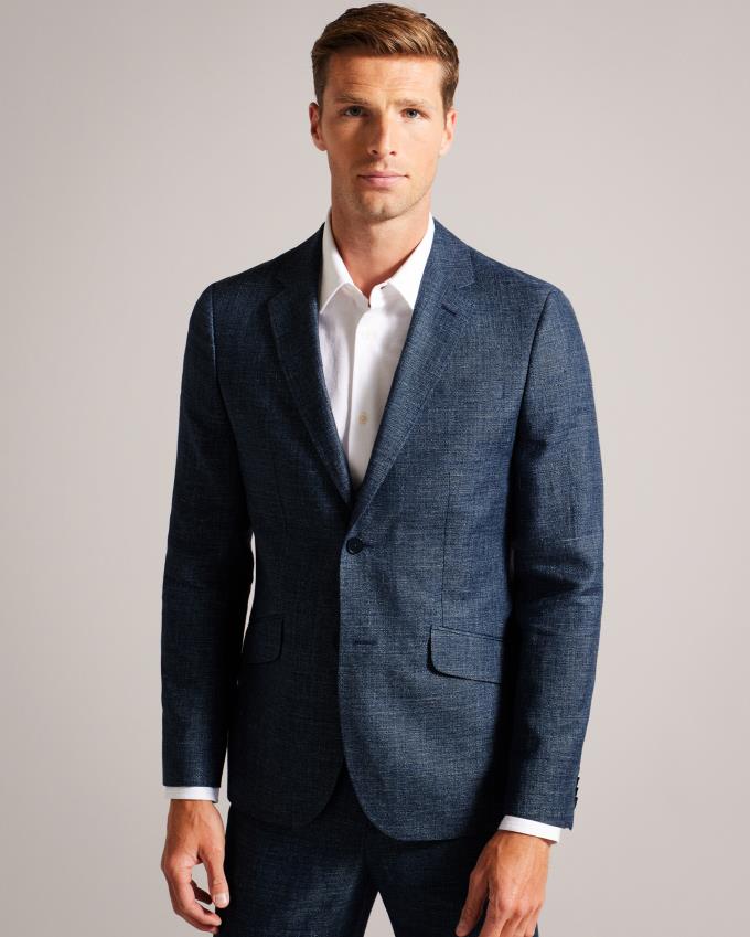 Veste Ted Baker Slim Fit Linen And Wool Suit Bleu Marine Homme | MRQ-50969719